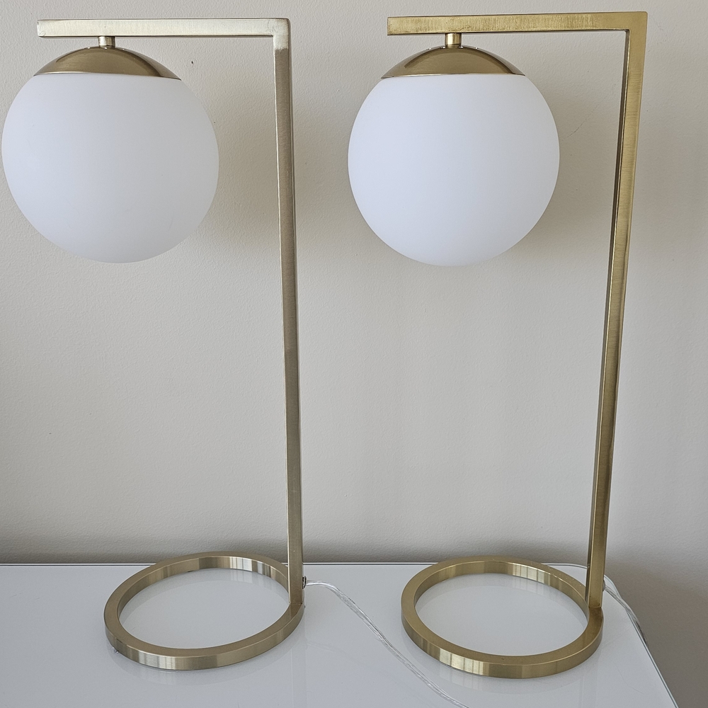 Modern Gold and White Table Lamp Set